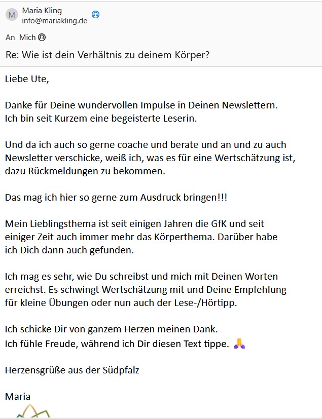 Feedback auf meinen Newsletter - Screenshot